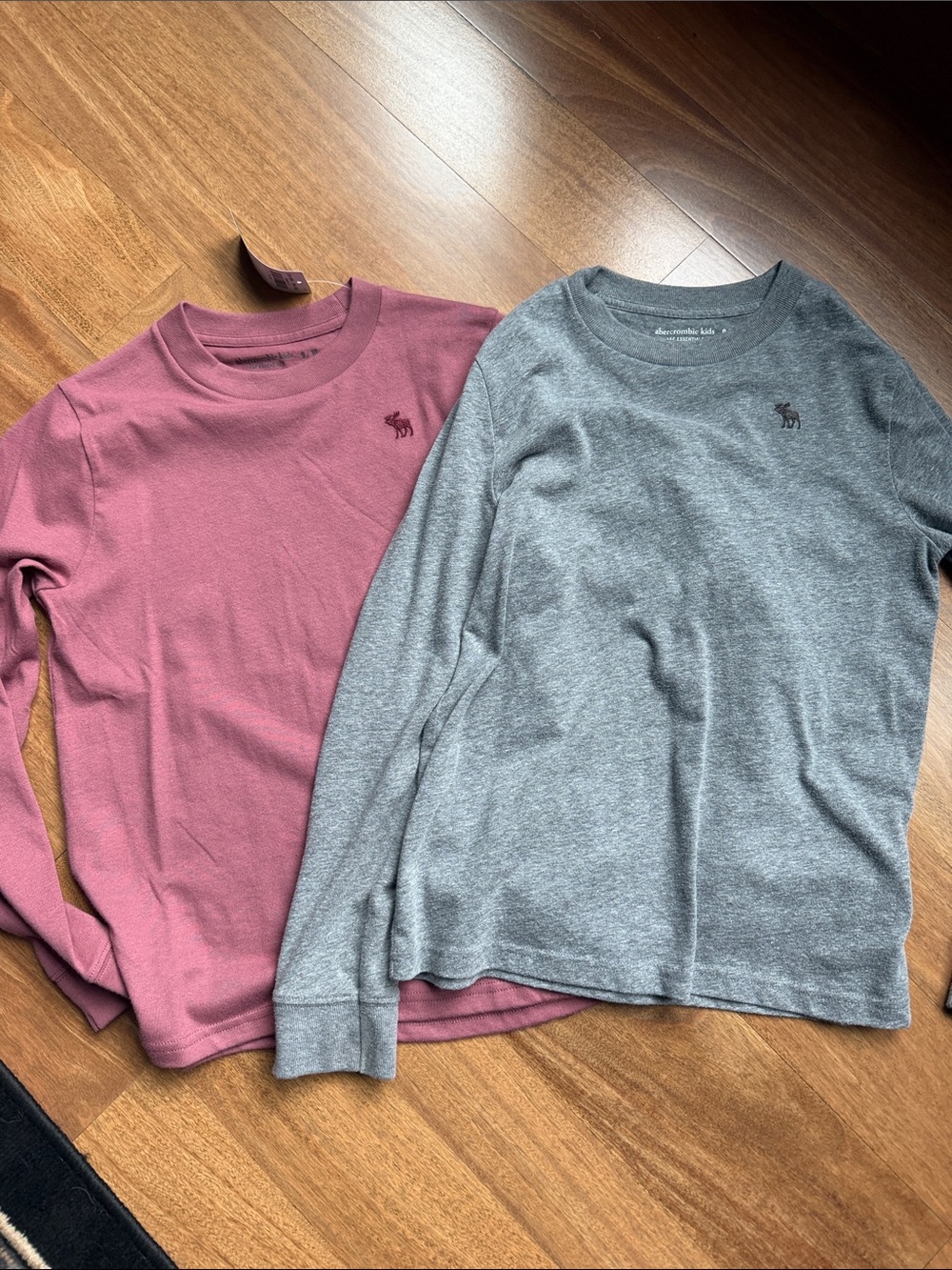 abercrombie kids Long-Sleeve Crewneck Tees - Rose Pink & Heather Gray